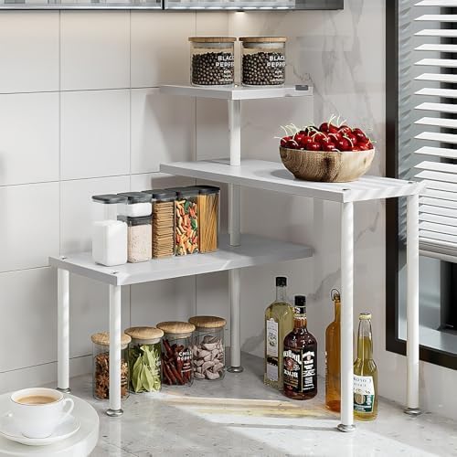3 Tier Corner Shelf Organizer for Kitchen Bathroom White