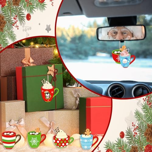 Whaline 24Pcs Winter Wood Hanging Ornaments