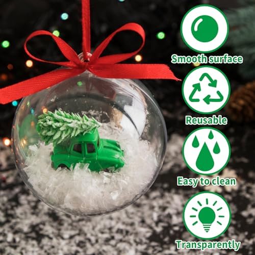 50 Pcs Clear Plastic Fillable Ornaments for Christmas Decor