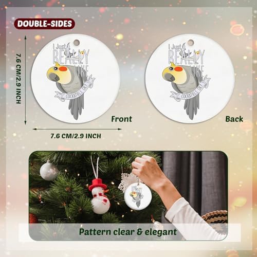 Cockatiel Hanging Ornament Funny Ceramic Christmas Decor for Home