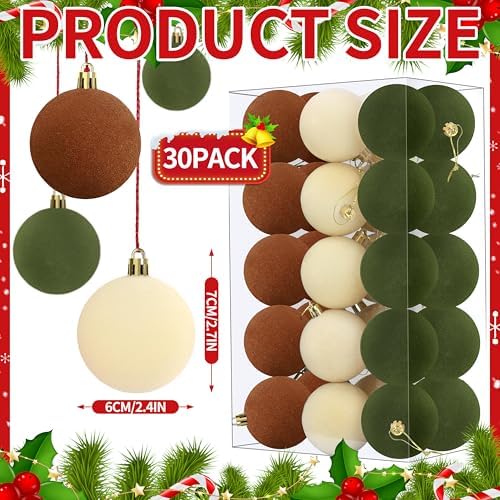 30 Pcs 24 Inches Velvet Christmas Balls Set