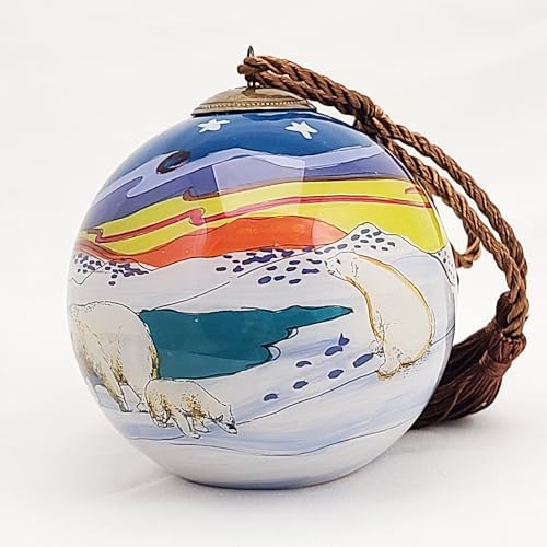 Polar Bear Glass Ball Ornament Manual Painted