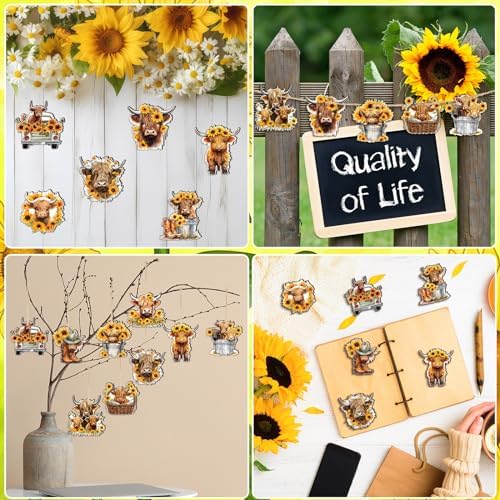 Wenqik 36 Pcs Yellow Highland Cow Hanging Ornament