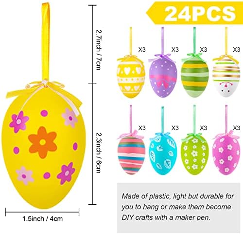 24 Pcs Multicolored Easter Hanging Eggs Set