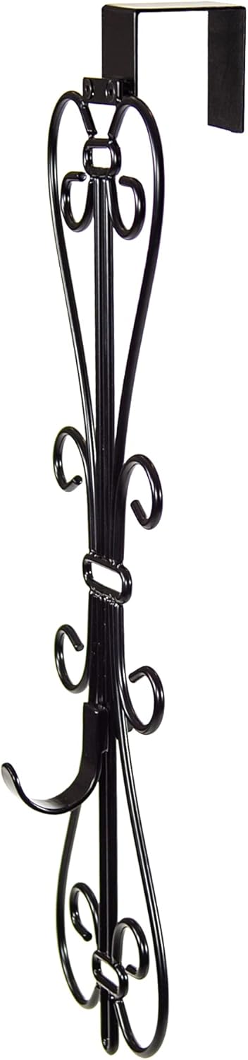 Adjustable Wreath Hanger for Front Door - Cast Iron Black Design