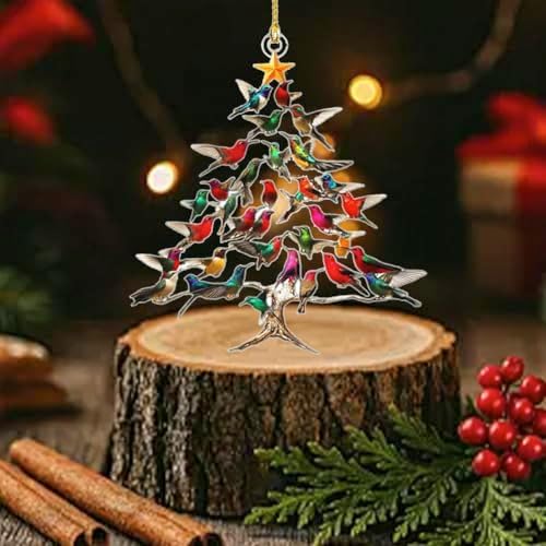 Colorful Stack Hummingbird Christmas Ornament 3Pcs