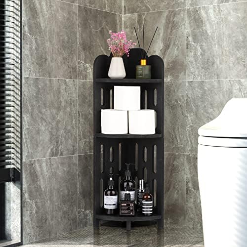 Meangood 3 Tier Solid Wood Corner Shelf Stand