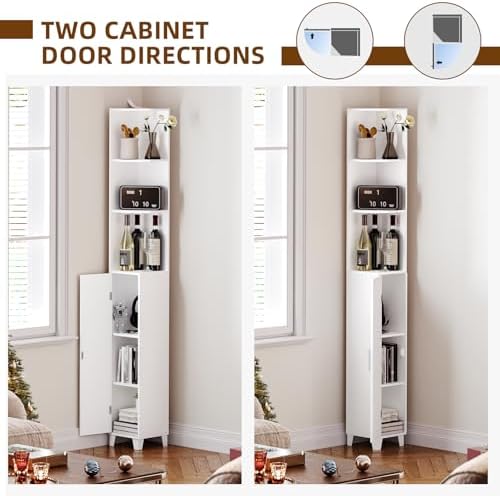 MOHOPE 748 Tall Corner Cabinet with 5-Tier Shelves
