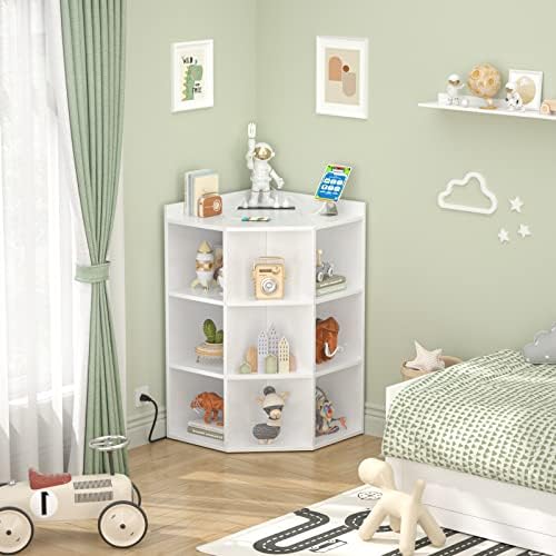 Aheaplus Corner Cabinet with USB and Outlets