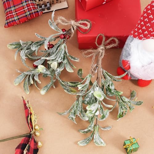 2 PCS Artificial Mistletoe Hanging Decor for Christmas