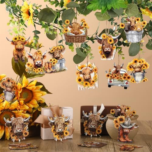 Wenqik 36 Pcs Yellow Highland Cow Hanging Ornament