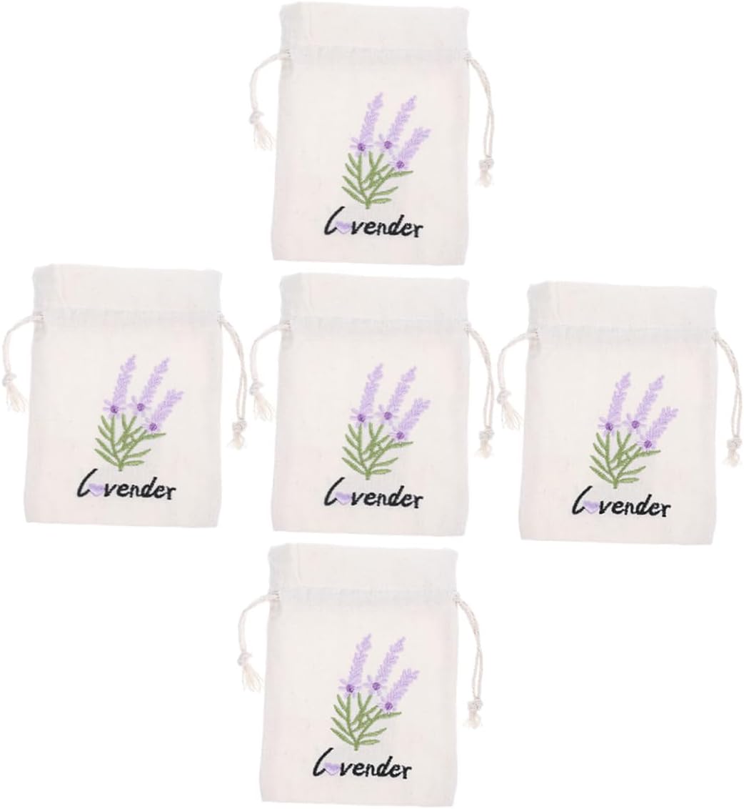 Cabilock 5pcs Lavender Sachet Bags Drawstring Favor Pouches