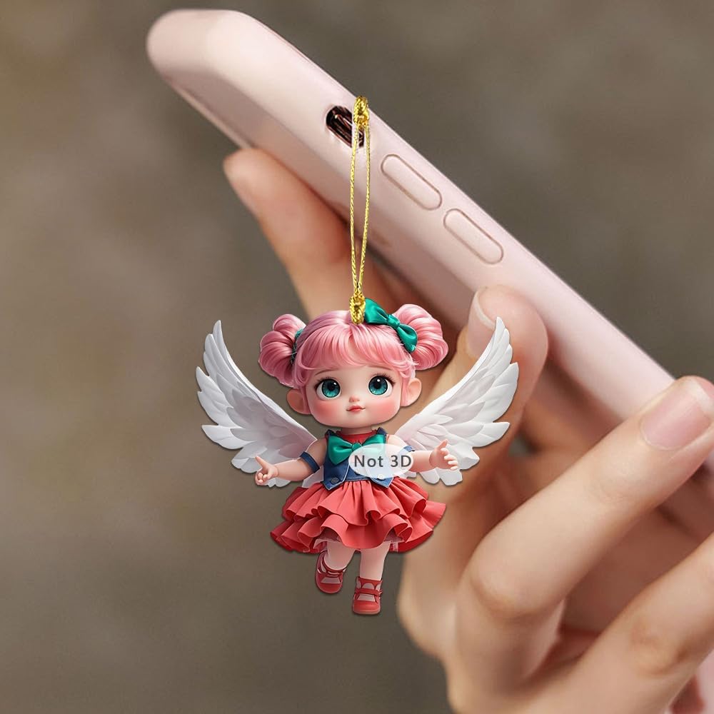 Crystal Effect Hanging Ornaments Set 4PCS Small Angel