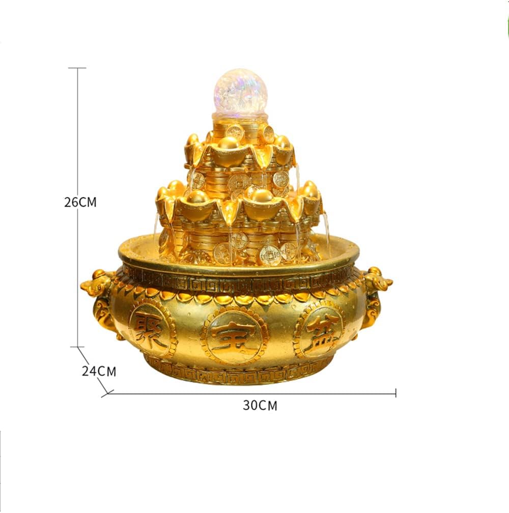 Yellow Cornucopia Tabletop Fountain with LED Lights