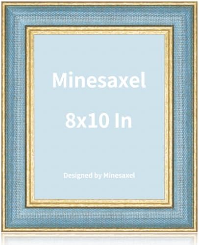 8x10 Blue Picture Frame with Gold Border and Easel