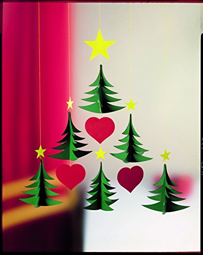 6 Hanging Christmas Tree Mobile - 17 Inches - Handmade in Denmark