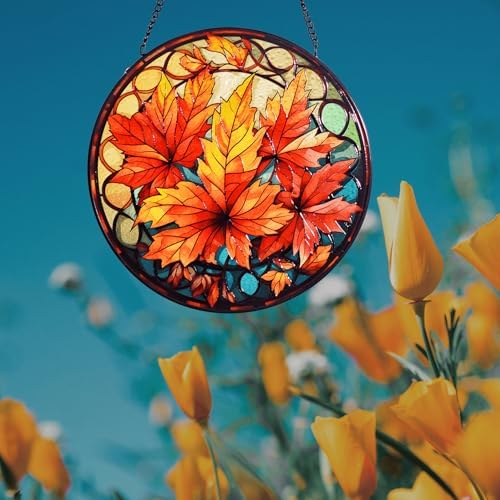 Autumn Maple Leaf Suncatcher Window Hanging Decor