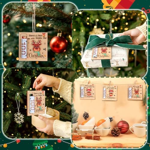 6 Pcs Wooden Christmas Money Holders for Party Favors