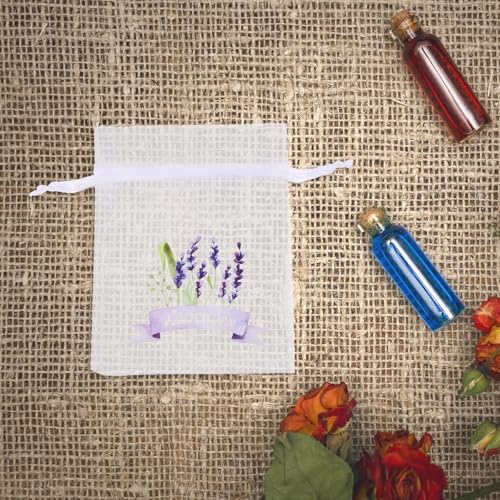 LUOZZY 80 pcs Lavender Sachet Bags with Drawstring - White