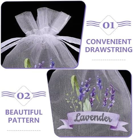 LUOZZY 80 pcs Lavender Sachet Bags with Drawstring - White