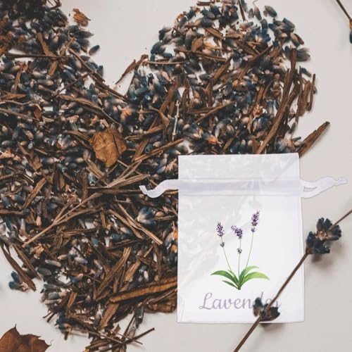 20pcs Lavender Embroidered Organza Sachet Bags for Herbs Spices Jewelry
