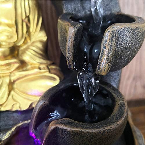 118in Buddha Tabletop Waterfall Fountain for Home Office Bedroom - Gold