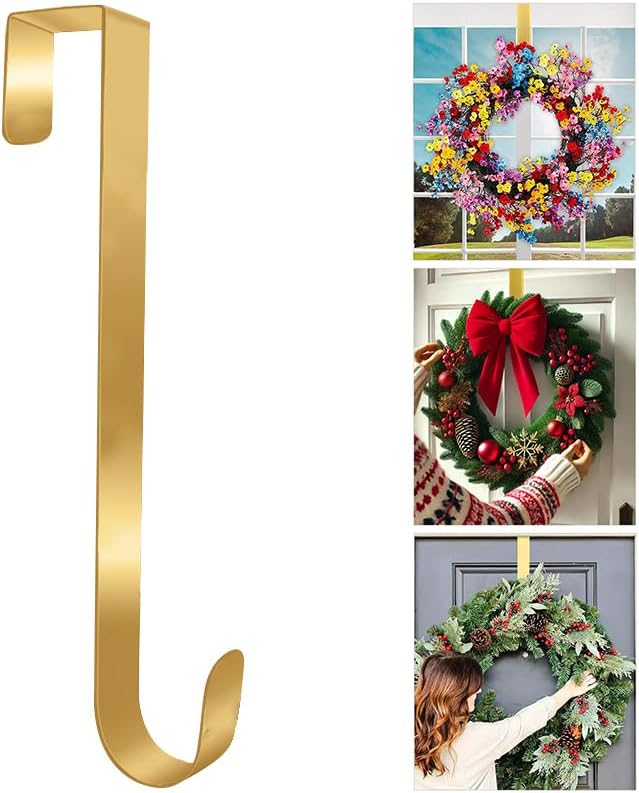 12 Inch Gold Metal Wreath Hanger for Front Door