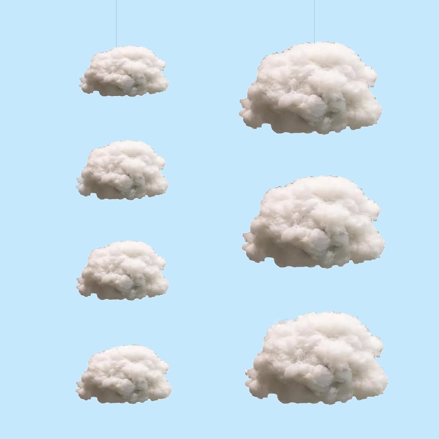 Fabiacci 7Pcs Artificial Cloud Props 3D Decorative Hanging Decorations