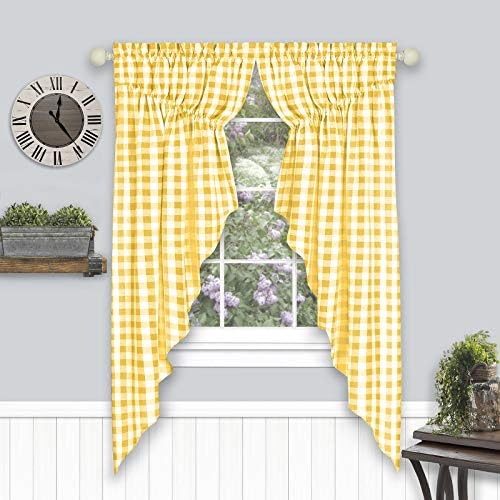 Farmhouse Curtains Buffalo Plaid Gingham Checkered Pair