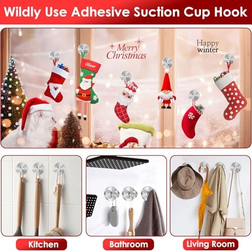 Silver Wreath Hanger 22 LB Suction Cup Hook for Door