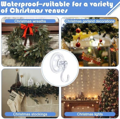 Wonderjune 6 Pcs Clear Suction Cup Wreath Hanger