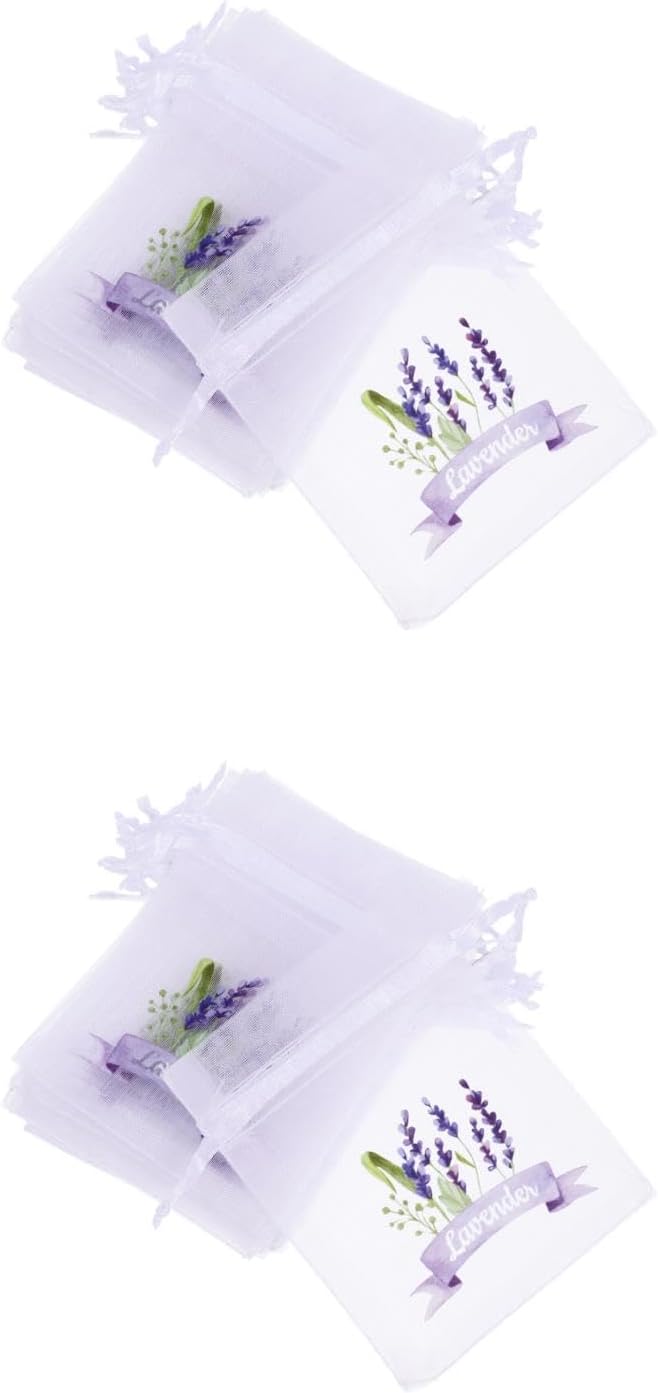 LUOZZY 40 Pcs Lavender Sachet Bags Drawstring Pouches for Wardrobe and Home