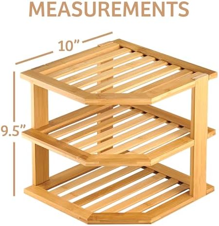 RoyalHouse Bamboo 3-Tier Corner Shelf Organizer