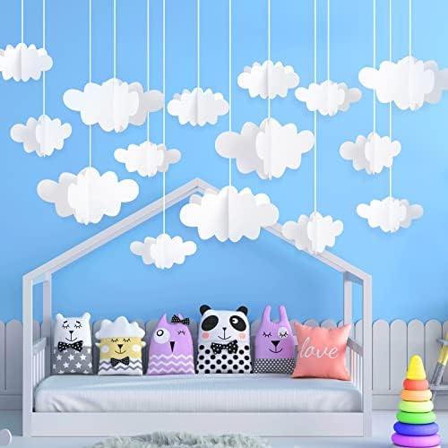 16 Pcs White Hanging Clouds for Ceiling Decor
