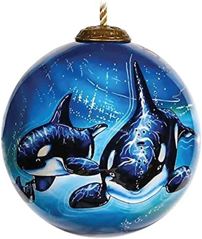Alaska Orca Killer Whale Glass Ornament 3 Inch