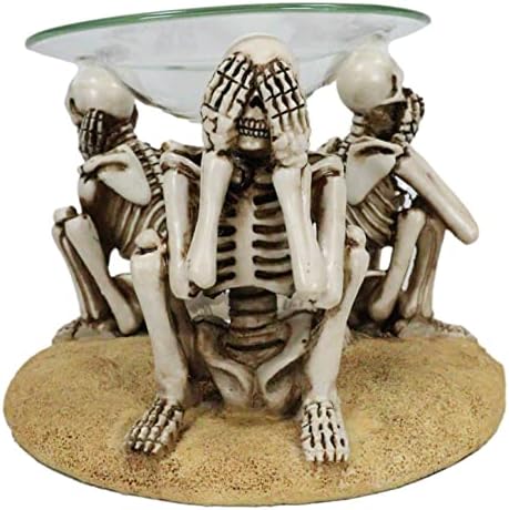 Ebros Gift See Hear Speak No Evil Skeleton Candle Warmer