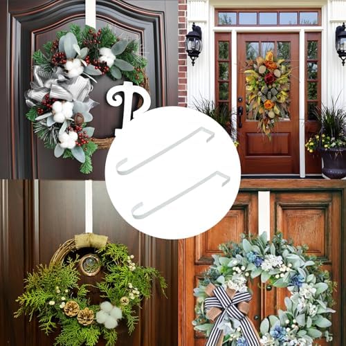 2 Pack Wreath Hanger Hooks Metal Door Mounted Wreath Holders