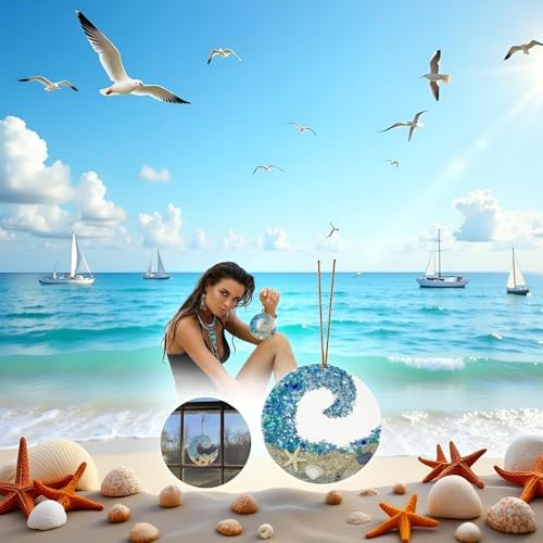 Sea Glass Suncatcher Ocean Wave Decor Hanging Ornament