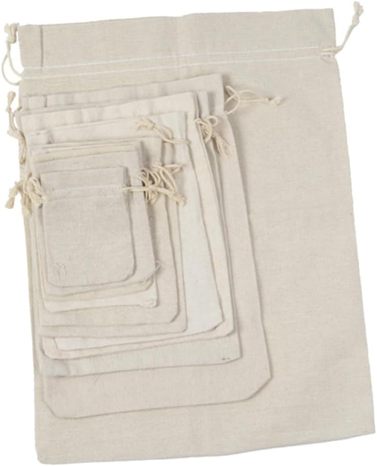 4Pack Cotton Drawstring Sachet Bags for Tea Storage and Lavender Fragrance