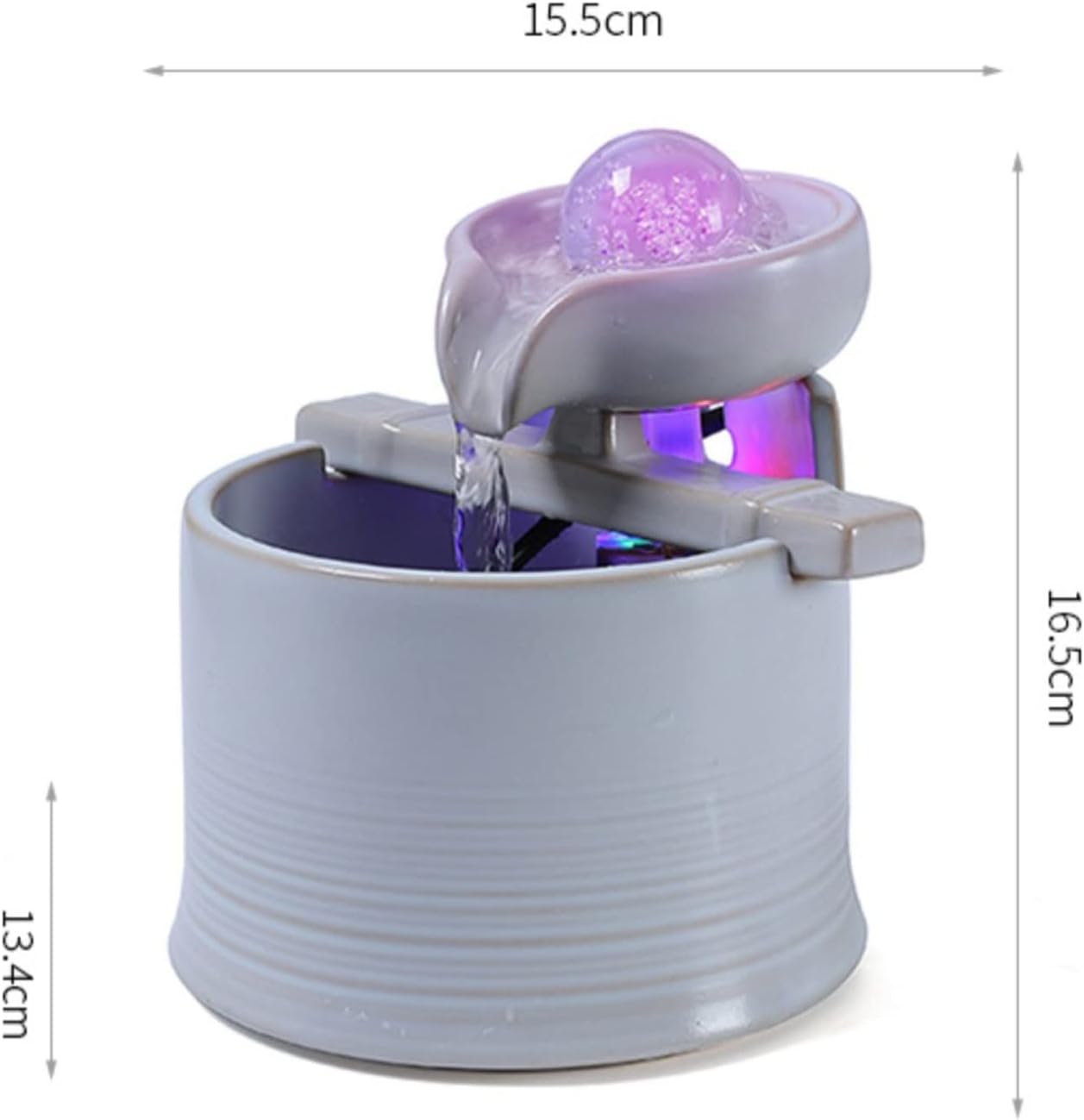 Modern Indoor Ceramic Water Fountain with Lights and Pump