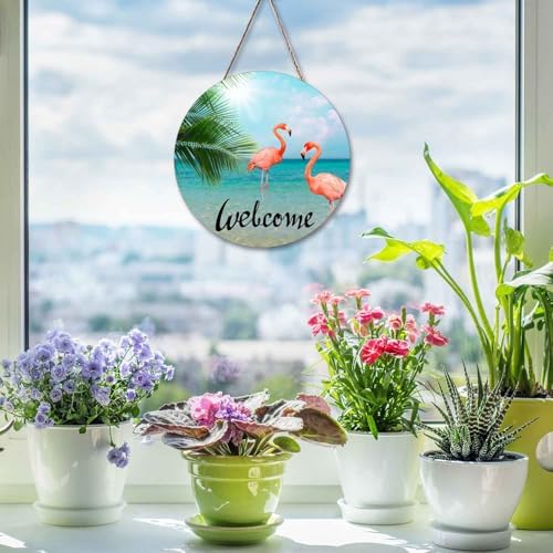 Flamingo Wreath Hangers for Front Door Welcome Sign