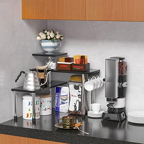 ZHWS Corner Shelf Organizer - 3 Tier Bamboo Black