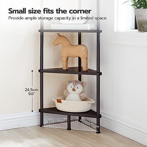 HOOBRO 6-Tier Corner Bookshelf with Metal Frame Black BK36CJ01