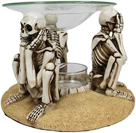 Ebros Gift See Hear Speak No Evil Skeleton Candle Warmer