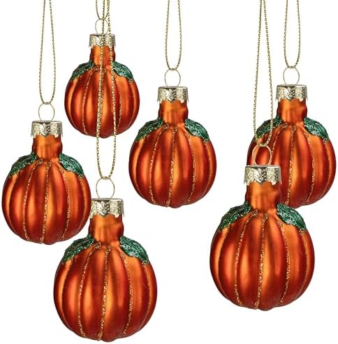 Watayo 6 Pcs Fall Pumpkin Glass Hanging Ornaments