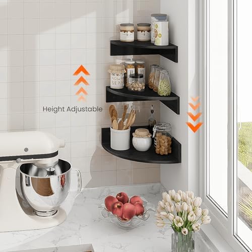 Homode 3 Tier Corner Floating Shelves Black