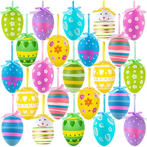 24 Pcs Multicolored Easter Hanging Eggs Set