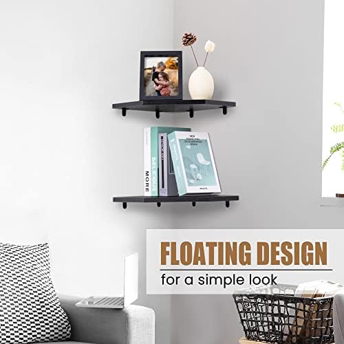 Set of 4 Classic Black Floating Corner Shelves