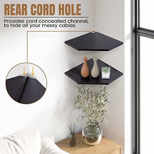 Set of 4 Classic Black Floating Corner Shelves
