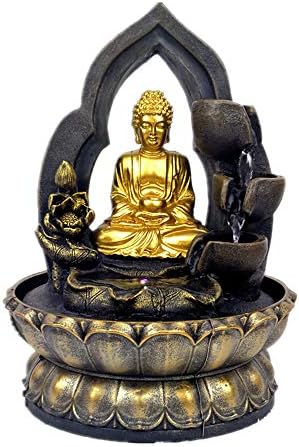 118in Buddha Tabletop Waterfall Fountain for Home Office Bedroom - Gold